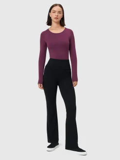 Les Lunes Damen Langarmbody in lila - Ärmel: langarm