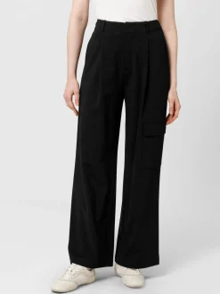 Les Lunes Damen lange Cargohose in schwarz