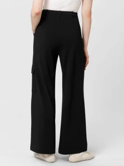 Les Lunes Damen lange Cargohose in schwarz