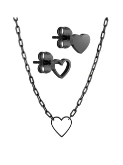 Liebeskind Berlin Damen Schmuck-Set - Empty Black Hearts in schwarz