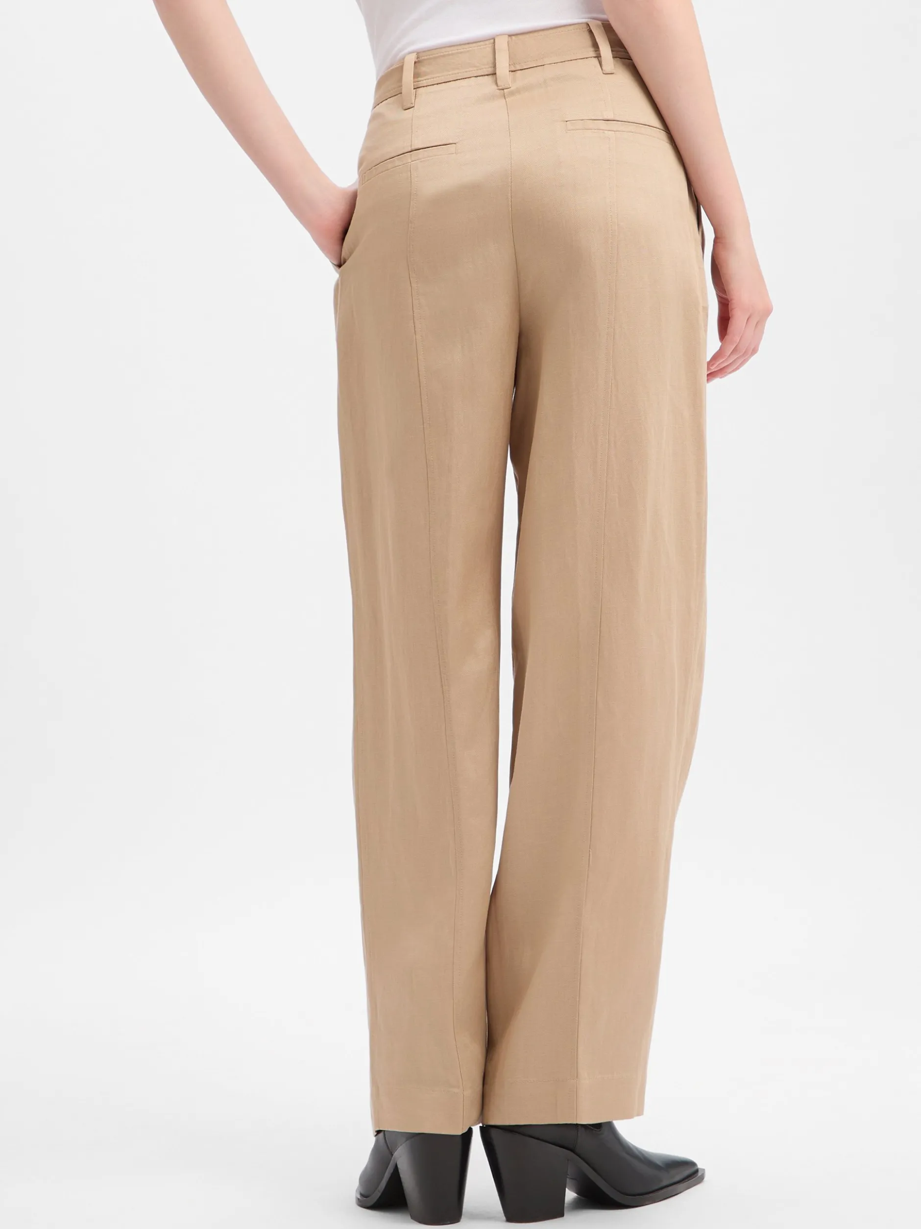 Marc O'Polo Damen Barrel Fit Hose mit Leinen-Anteil in beige