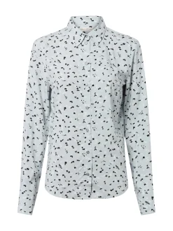 Marc O'Polo Damen Hemdbluse in hellblau schwarz