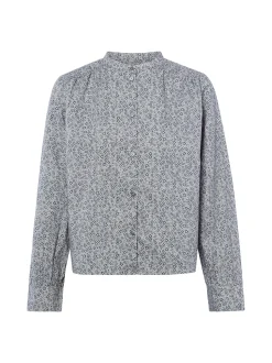 Marc O'Polo Damen Hemdbluse in hellgrau mehrfarbig
