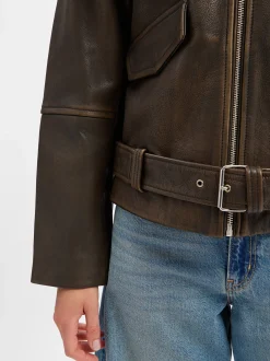 Marc O'Polo Damen Lederjacke in schoko