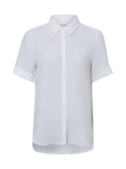 Marc O'Polo Damen Leinenbluse in weiß - Ärmel: kurzarm