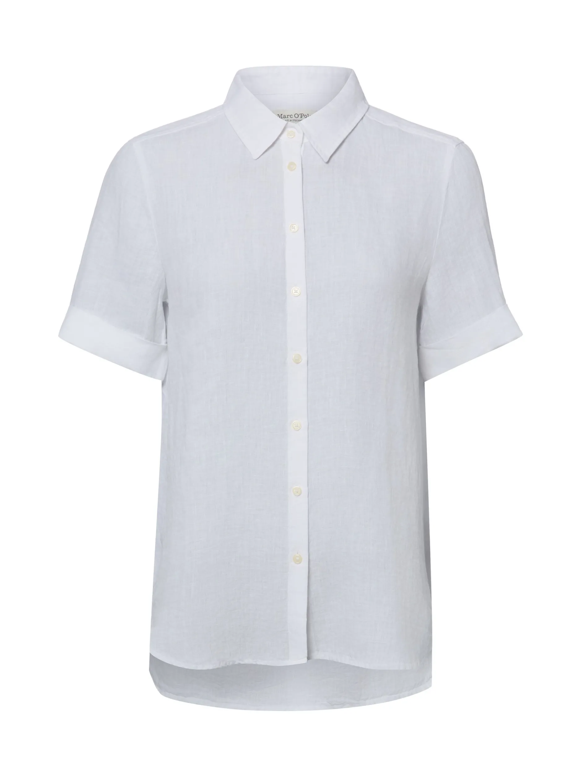 Marc O'Polo Damen Leinenbluse in weiß - Ärmel: kurzarm