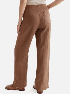 Marc O'Polo Damen Leinenhose in braun - Länge: lang