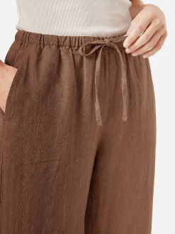 Marc O'Polo Damen Leinenhose in braun - Länge: lang