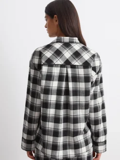 Marc O'Polo Damen Pyjamaoberteil - Cozy Flanell in schwarz