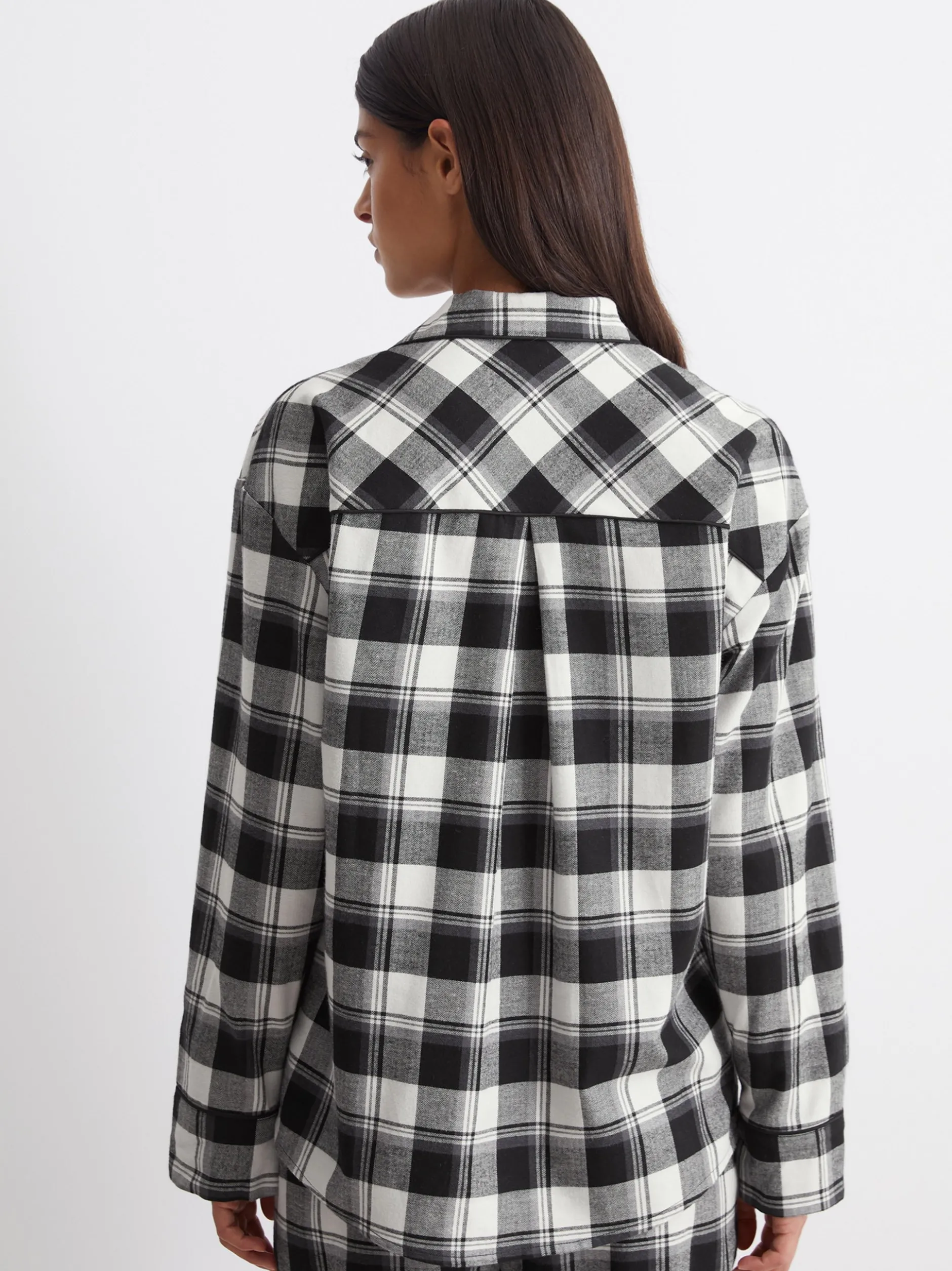 Marc O'Polo Damen Pyjamaoberteil - Cozy Flanell in schwarz