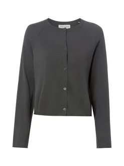 Marc O'Polo Damen Strickjacke mit Leinen in anthrazit