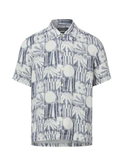 Marc O'Polo Herren Leinenhemd in marine ecru