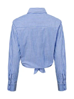 Marie Lund Collection Damen Hemdbluse mit Leinen-Anteil in blau weiß