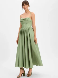 Marie Lund Damen Abendkleid in lind - Ärmel: ohne Arm
