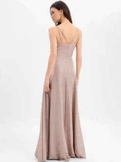 Marie Lund Damen Abendkleid in beige silber