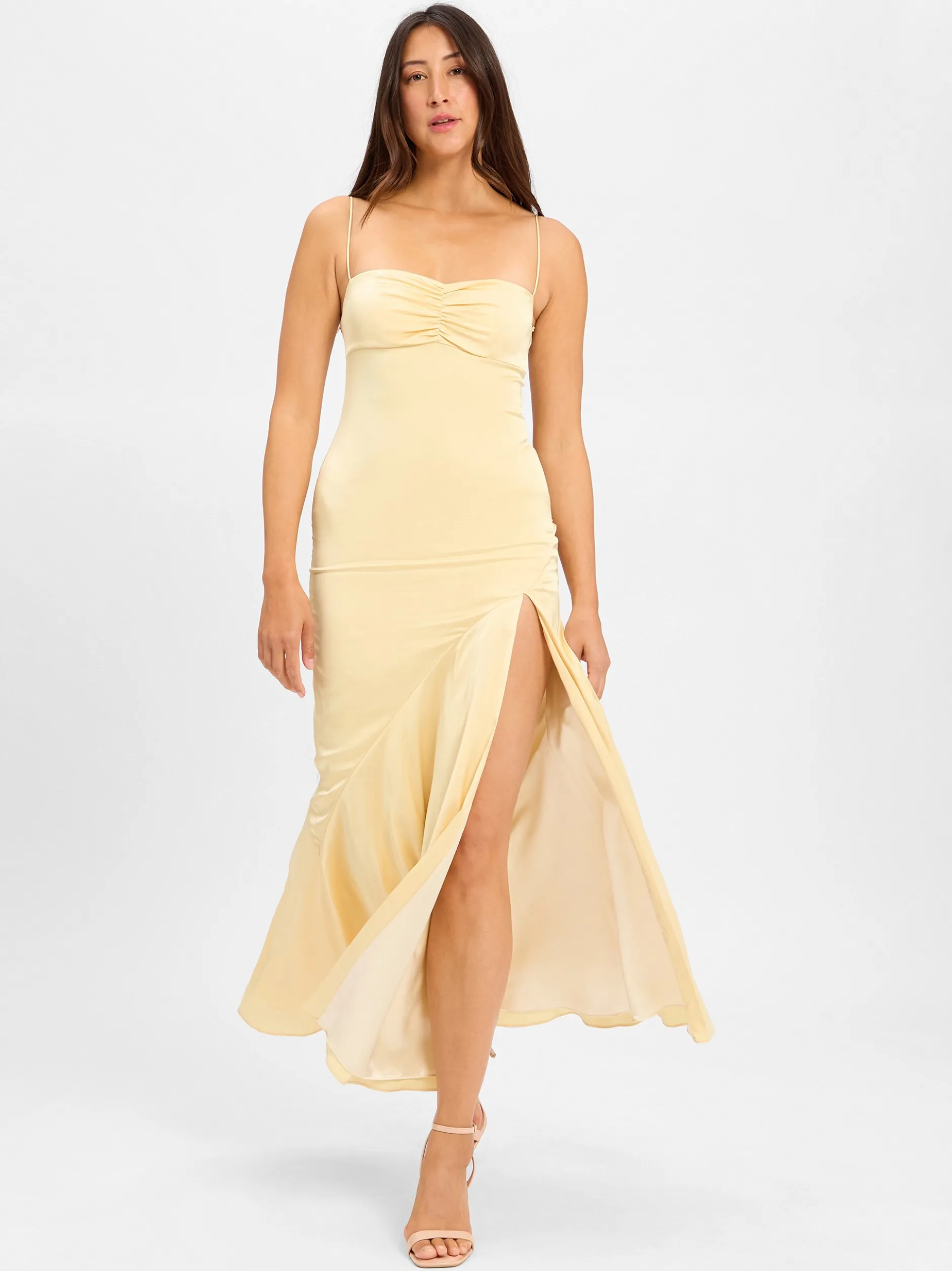 Marie Lund Damen Abendkleid in gelb - Ärmel: ohne Arm