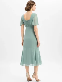 Marie Lund Damen Abendkleid in lind - Ärmel: kurzarm