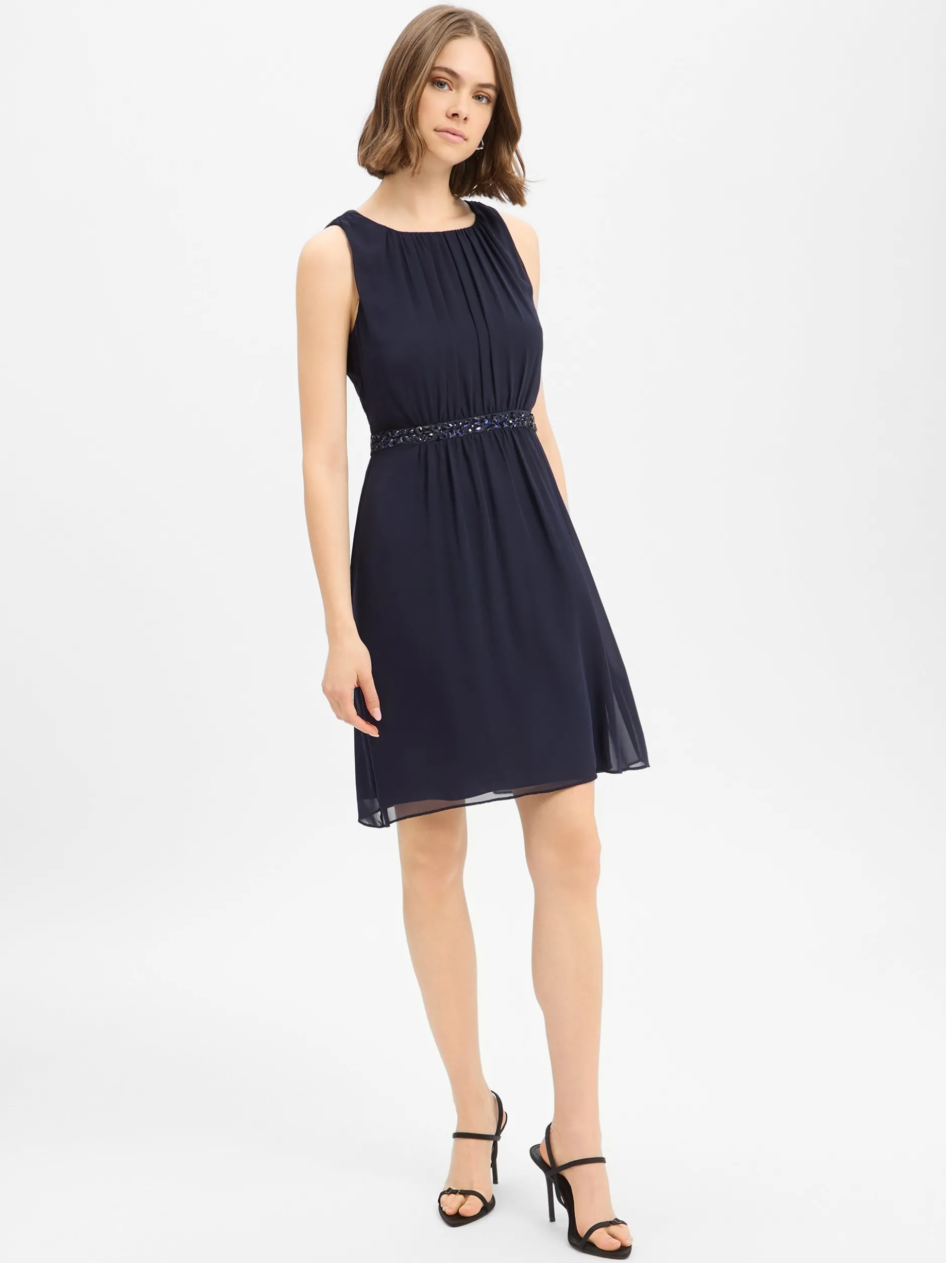 Marie Lund Damen Abendkleid in marine - Länge: knielang