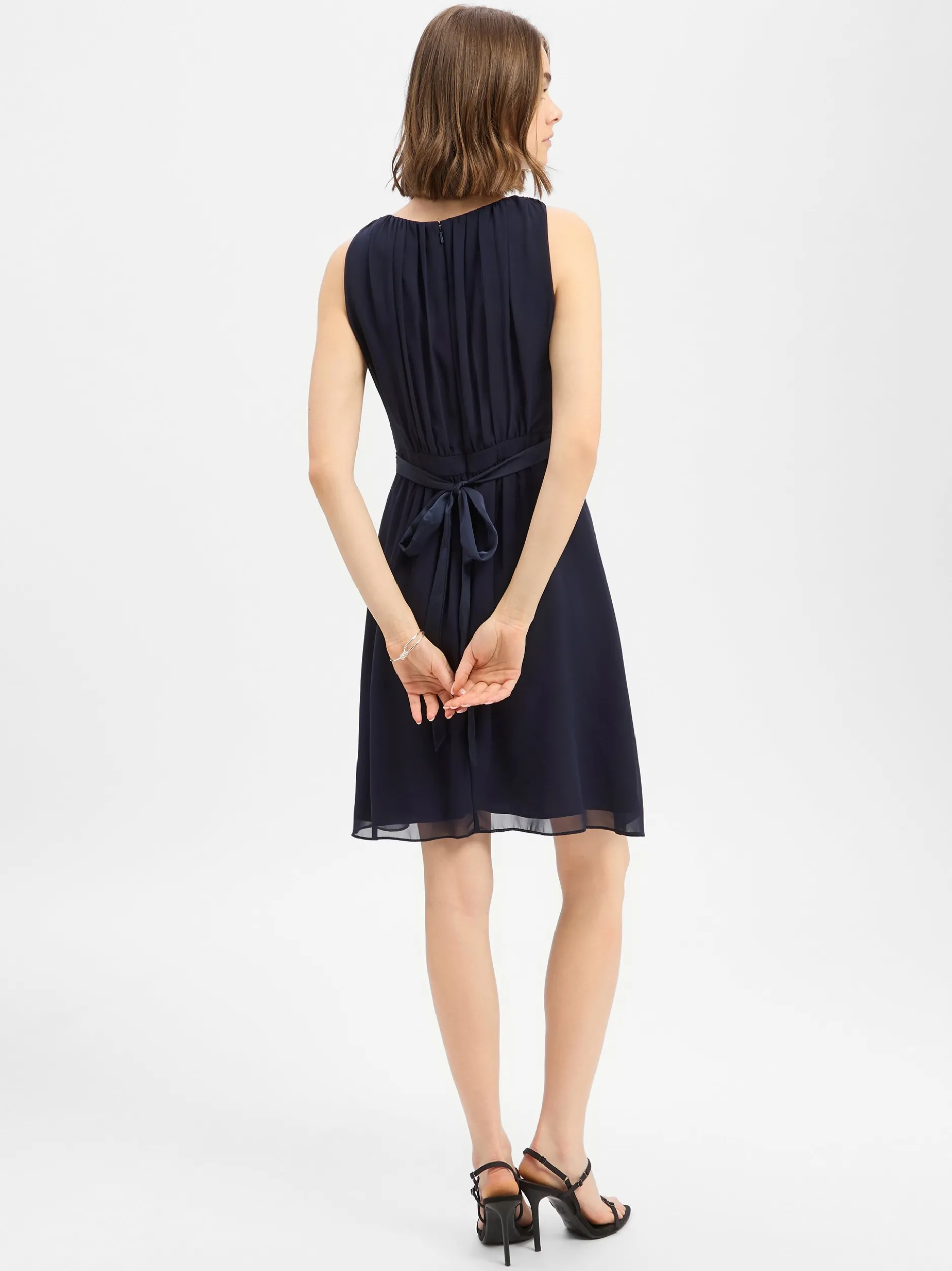 Marie Lund Damen Abendkleid in marine - Länge: knielang