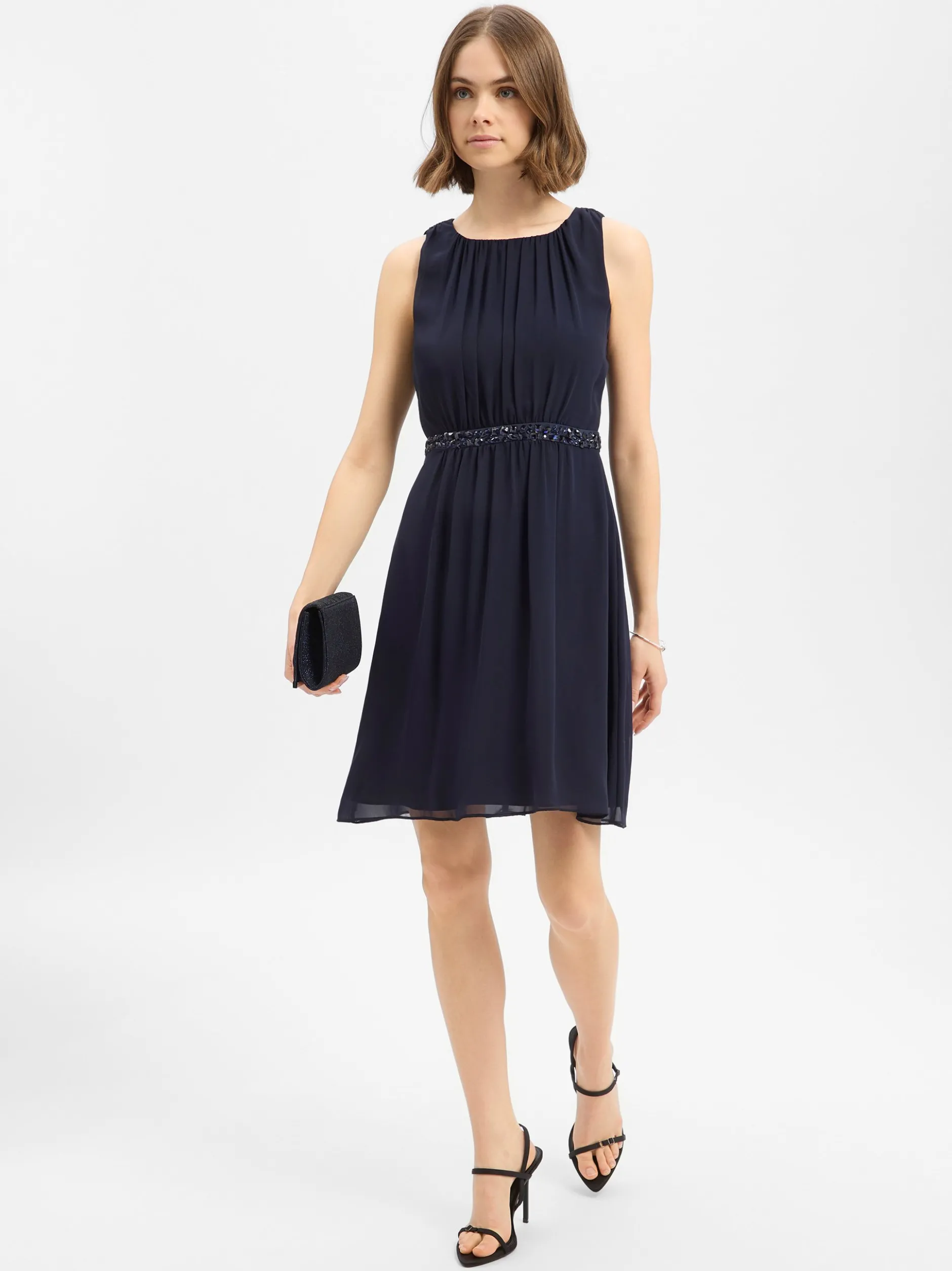 Marie Lund Damen Abendkleid in marine - Länge: knielang