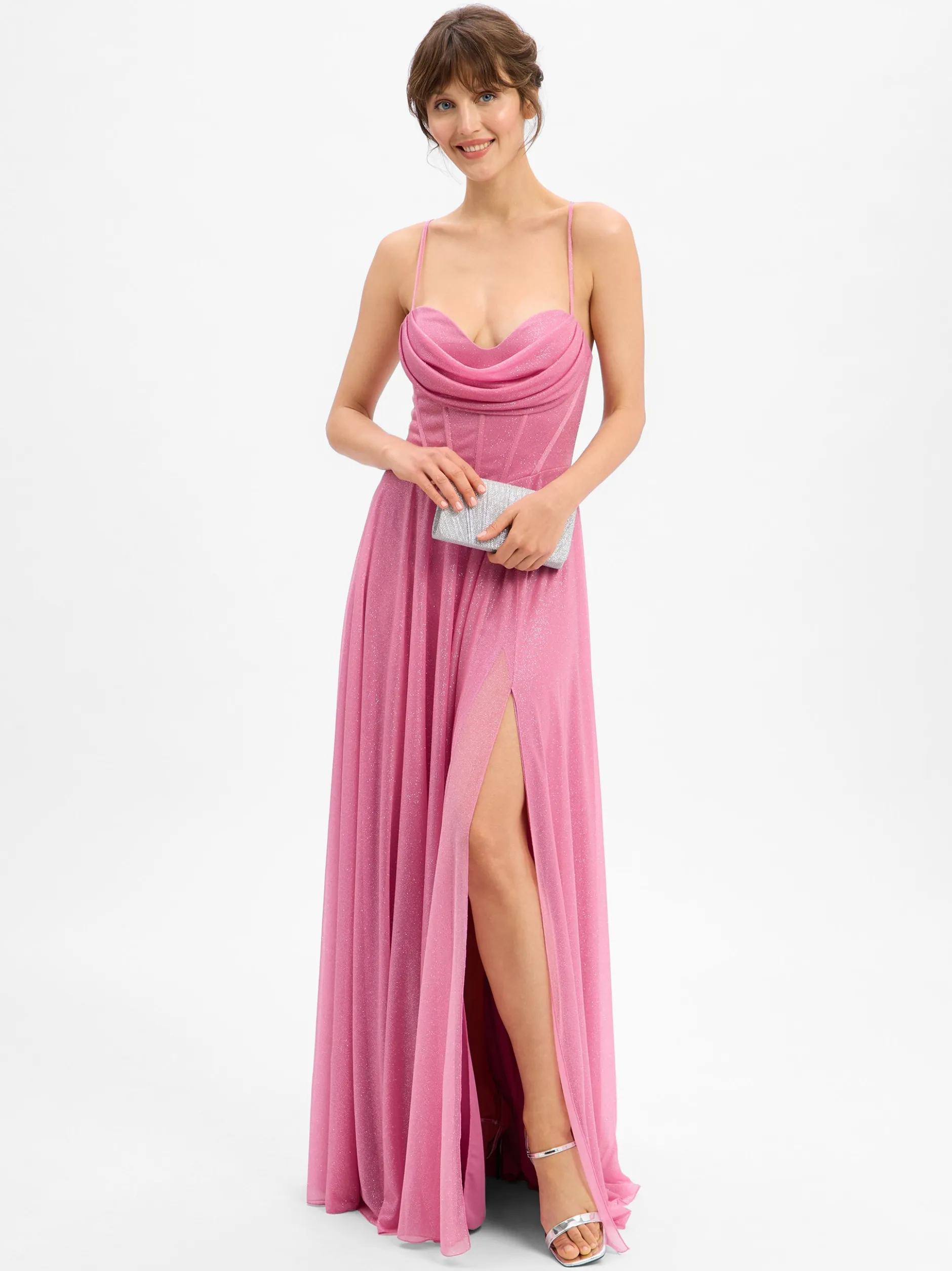 Marie Lund Damen Abendkleid in rosa - Ärmel: ohne Arm