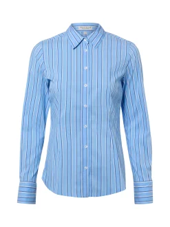 Marie Lund Damen Bluse in blau weiß - Ärmel: langarm