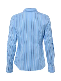 Marie Lund Damen Bluse in blau weiß - Ärmel: langarm
