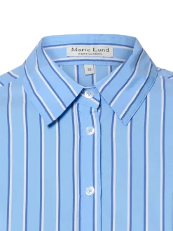 Marie Lund Damen Bluse in blau weiß - Ärmel: langarm