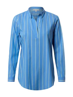 Marie Lund Damen Bluse in blau zitrone - Ärmel: langarm