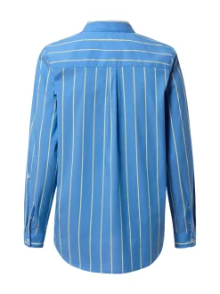 Marie Lund Damen Bluse in blau zitrone - Ärmel: langarm