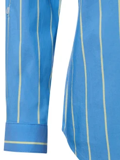 Marie Lund Damen Bluse in blau zitrone - Ärmel: langarm