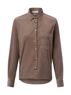Marie Lund Damen Cordbluse in grau - Ausschnitt: Kent