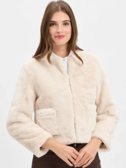 Marie Lund Damen Kunstfelljacke in sand