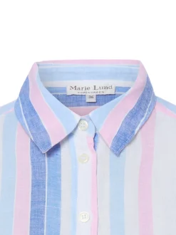 Marie Lund Damen Leinenbluse in blau - Ärmel: langarm