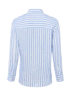 Marie Lund Damen Leinenbluse in weiß blau
