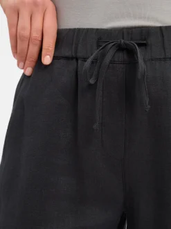 Marie Lund Damen Leinenhose in schwarz - Länge: verkürzt