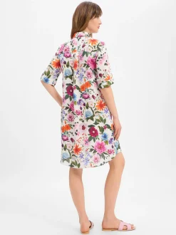Marie Lund Damen Leinenkleid - Lisa in mehrfarbig grün