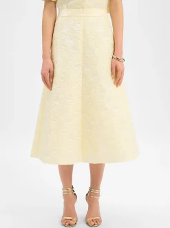 Marie Lund Damen Midirock in vanille