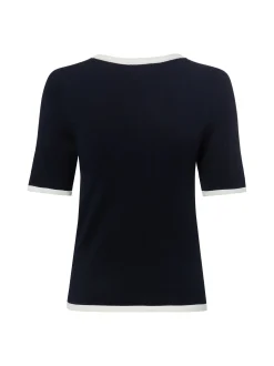 Marie Lund Damen Pullover in marine - Ärmel: kurzarm