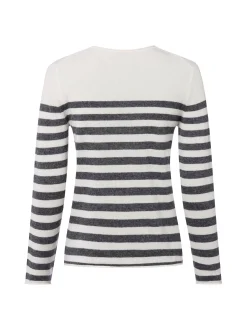 Marie Lund Damen Pure Cashmere Pullover in ecru anthrazit