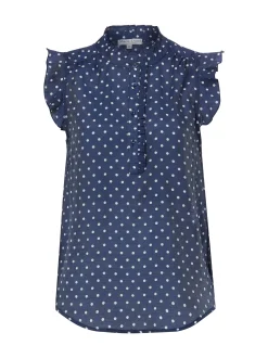 Marie Lund Damen Rüschenbluse in marine weiß