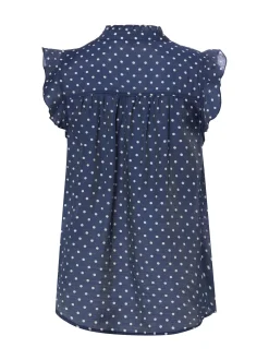 Marie Lund Damen Rüschenbluse in marine weiß