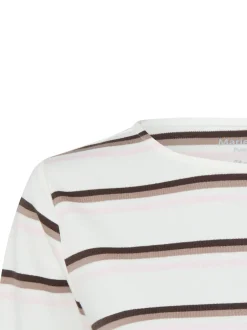 Marie Lund Damen Shirt in ecru schoko - Ärmel: 3/4 Arm