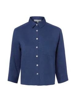 Marie Lund Damen Sommerbluse aus Leinen - Liane in marine