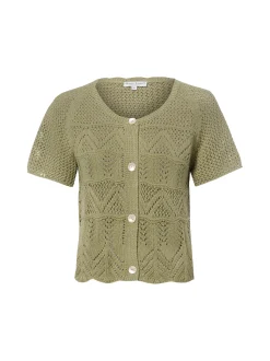 Marie Lund Damen Strickshirt in schilf - Ärmel: kurzarm
