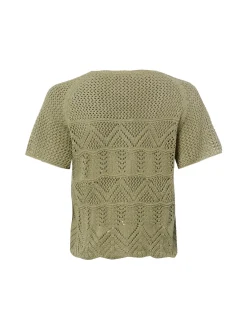 Marie Lund Damen Strickshirt in schilf - Ärmel: kurzarm
