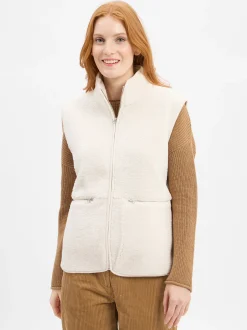 Marie Lund Damen Teddyfell-Weste in ecru