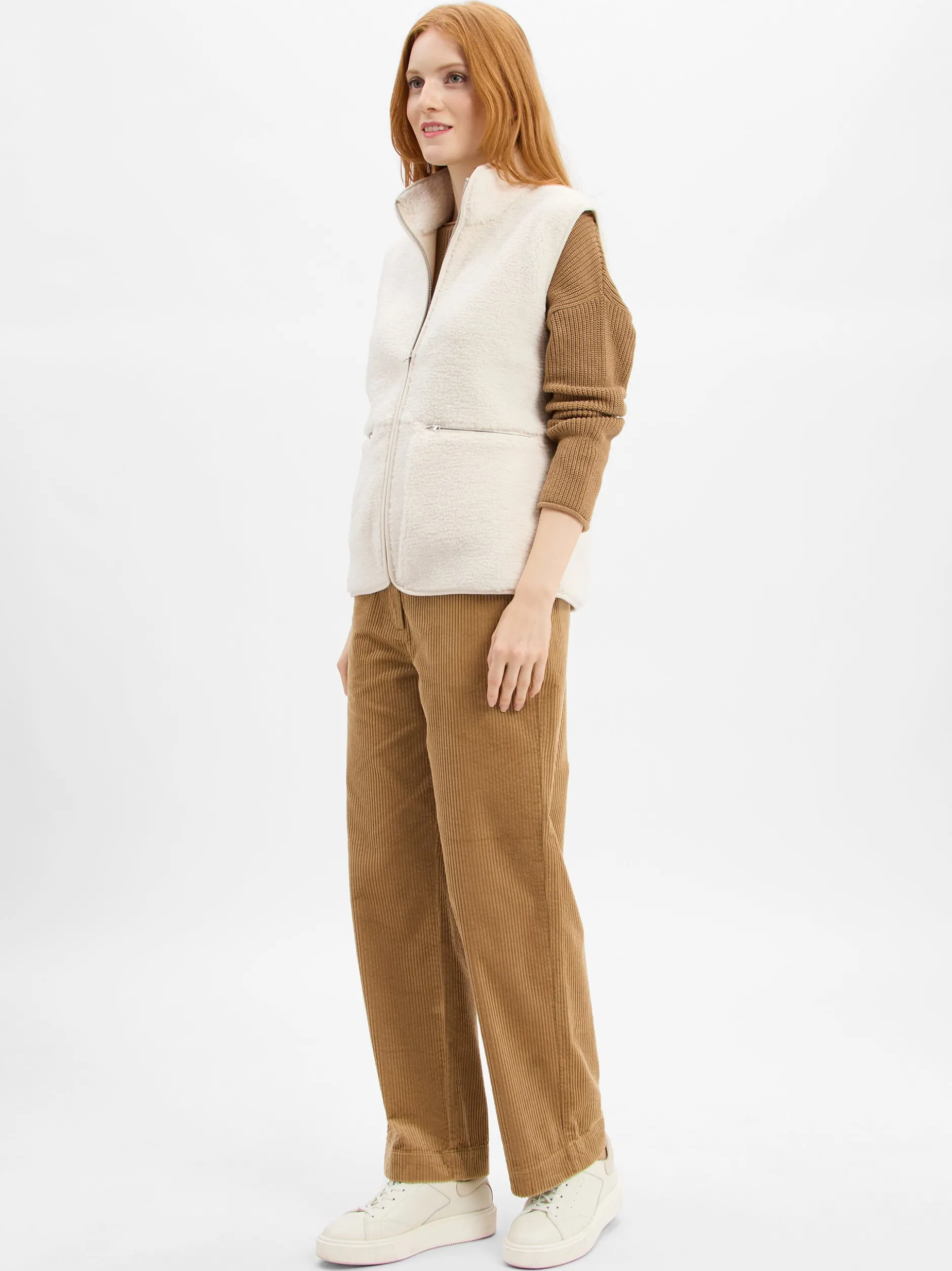 Marie Lund Damen Teddyfell-Weste in ecru