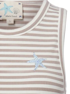 Marie Lund Damen Top in melange weiß - Ärmel: ohne Arm