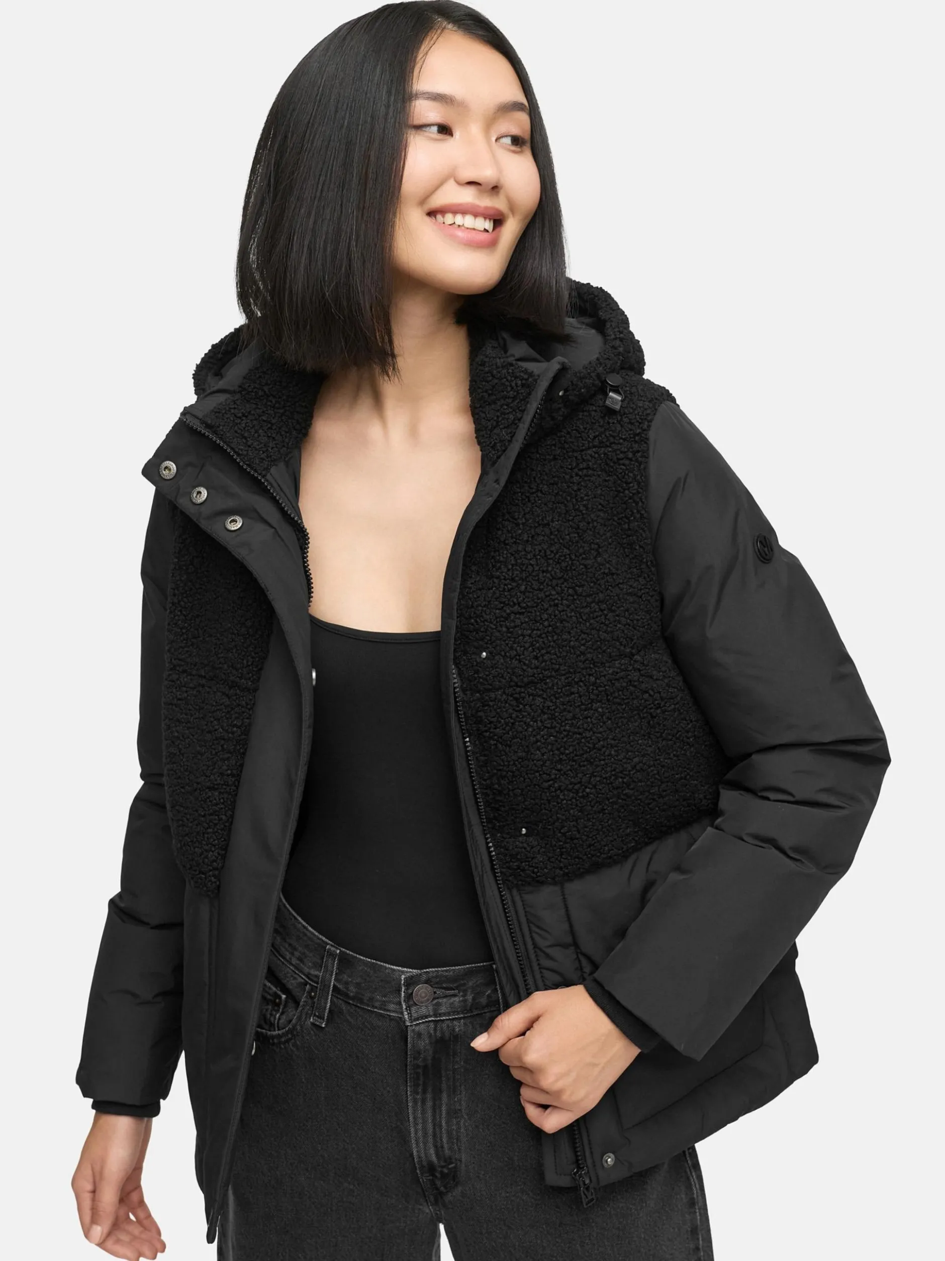 Marikoo Damen Plüschjacke - Sheeta 16 in schwarz